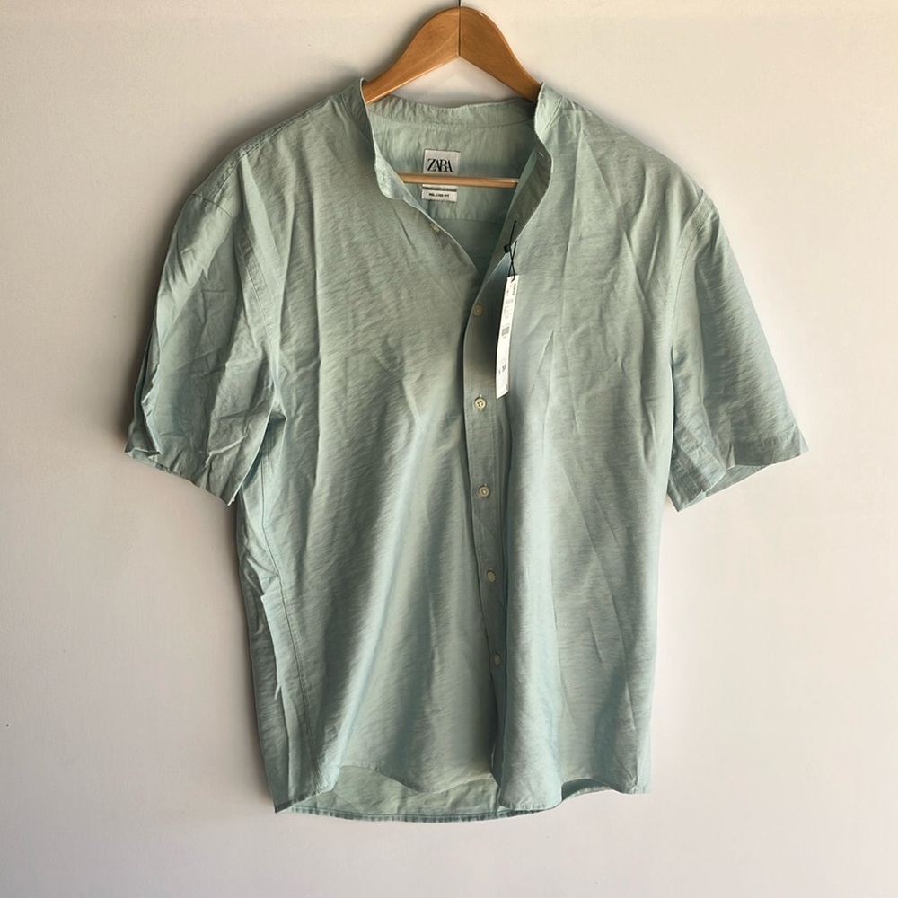 Zara Green Casual Button Down Shirt